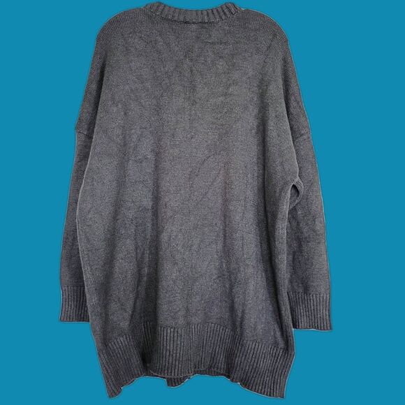 Torrid Gray Chunky V Neck Cardigan 2 Grandpacore Academia Hertiage Softgirl Cozy - Picture 2 of 8